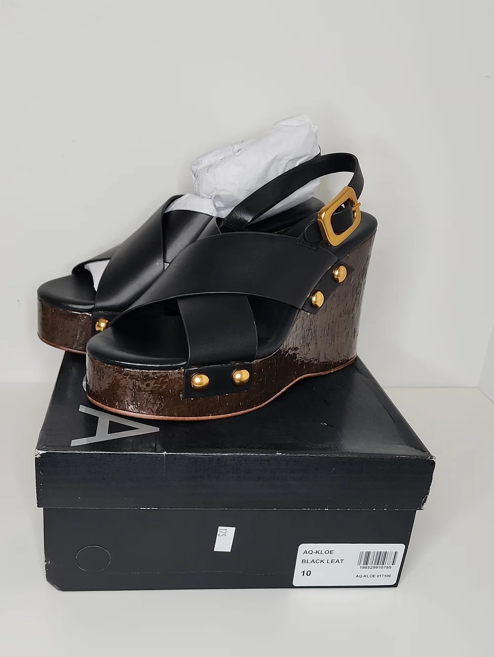Aqua Studded Womens Platform Sandals In Black Size 10